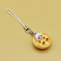 Cute kitten egg tart simulation mobile phone pendant cartoon decoration on phone