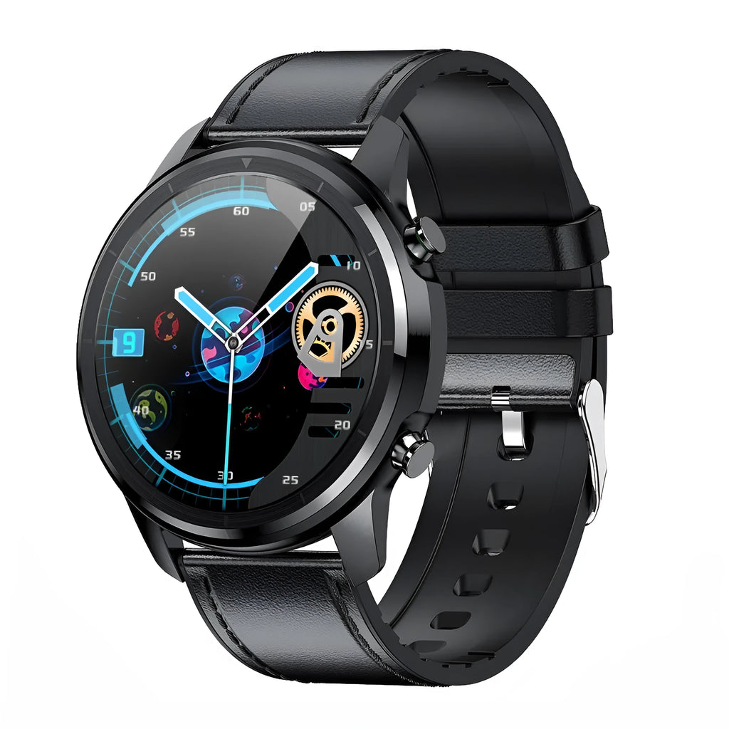 LEMFO LF26 smart bracelet on wrist showing 1.3-inch touchscreen display in silver finish.
