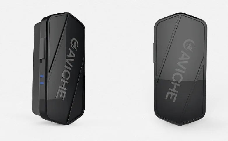 Black plastic wearable air purifier necklace showing compact dimensions