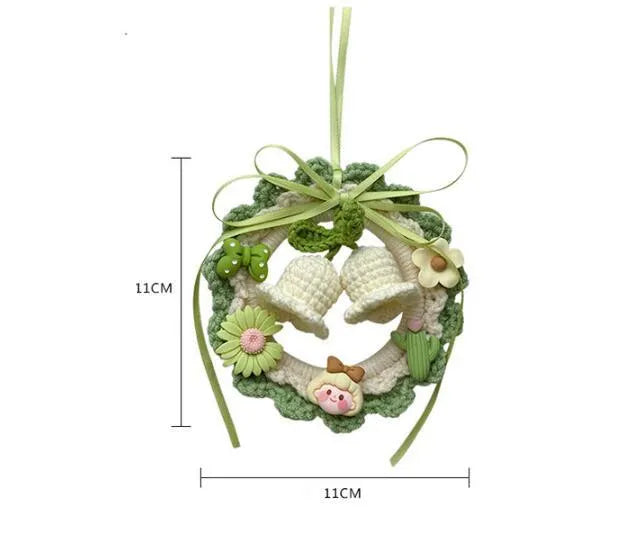 Woven wool bell orchid car pendant decoration in multiple colour options
