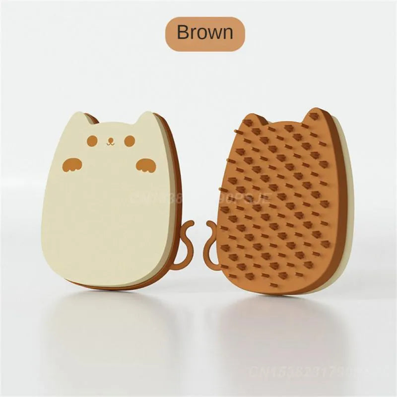 Brown blue or green silicone pet hair brush with dual bristles for cats and dogs