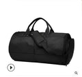 Men's black waterproof canvas gym travel bag with zipper pockets and soft handles