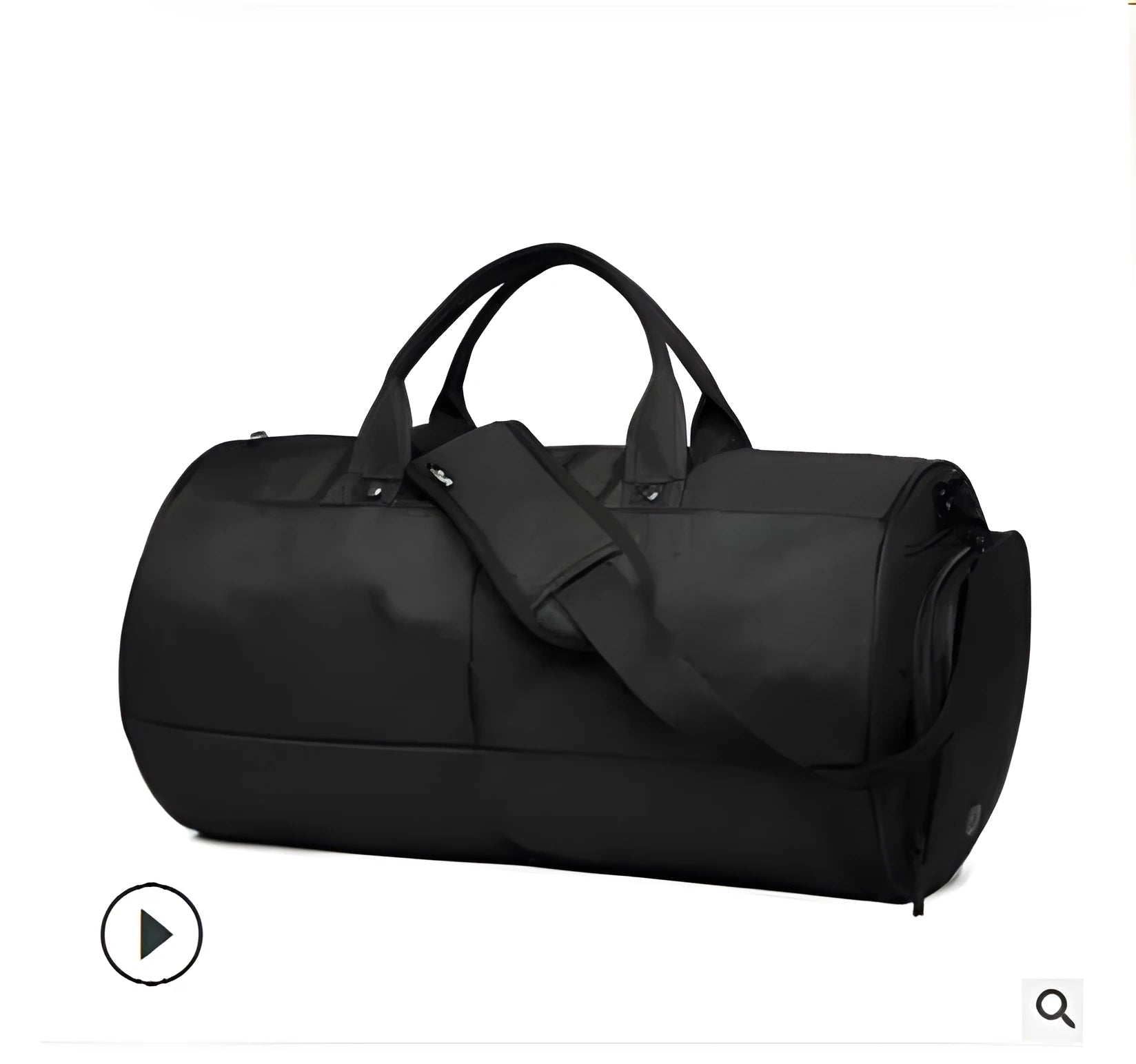 Men's black waterproof canvas gym travel bag with zipper pockets and soft handles
