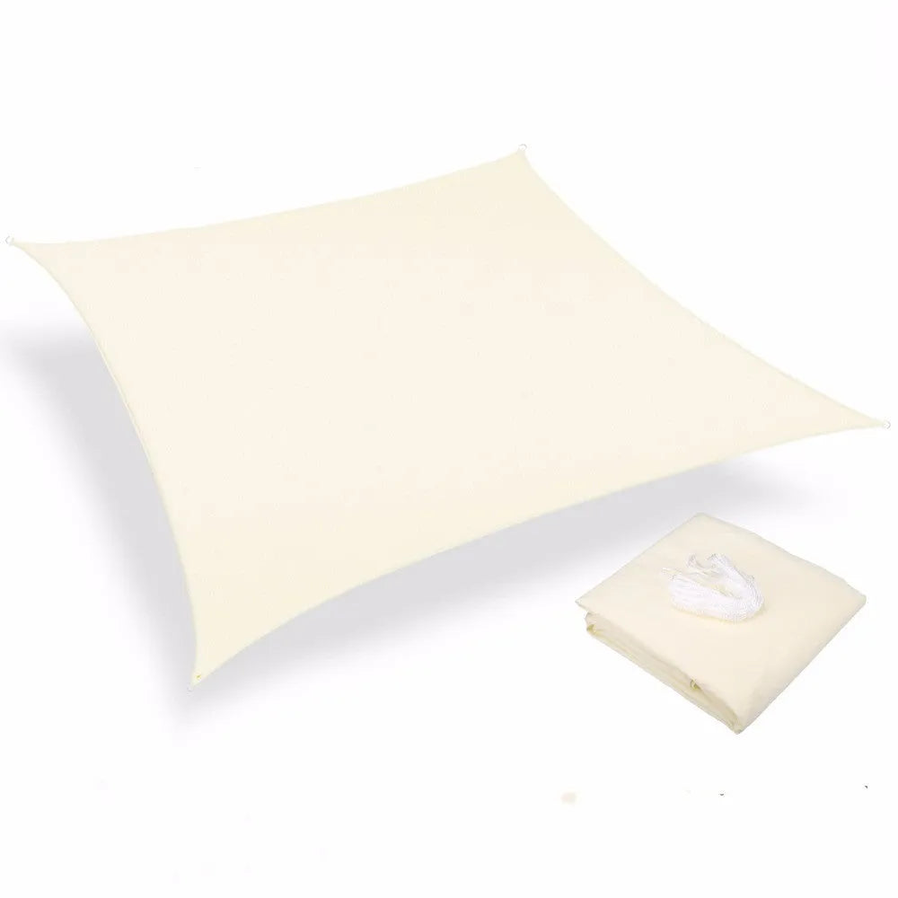 Beige rectangle outdoor shade sail 3.6x3.6m waterproof polyester fabric with anti-UV protection
