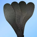 Black 3K carbon fibre full palm running insoles showing thickness options for shock absorption