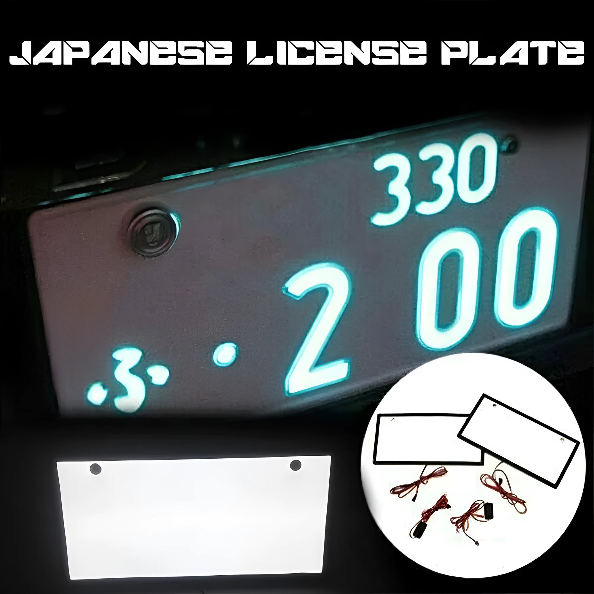 Two plastic-housed LED licence plate light bars for commercial vehicle conversion with 15 lamp beads per unit