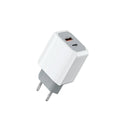 White European Standard fast charge phone charger set with compact dimensions
