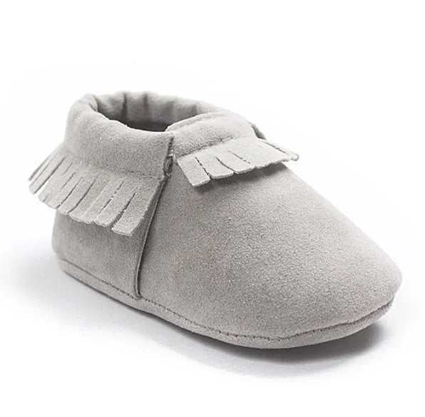 PU suede leather newborn baby shoes with soft sole and non-slip grip available in multiple colours