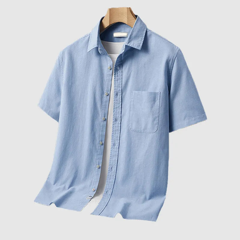 Men's Hawaiian printed short-sleeved loose-fit cardigan shirt in polyester, multiple colour options, front view