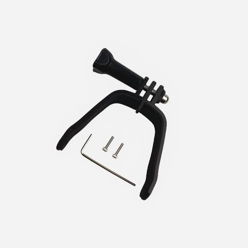 3D printed drone top expansion bracket for GoPro camera with soft sponge base.