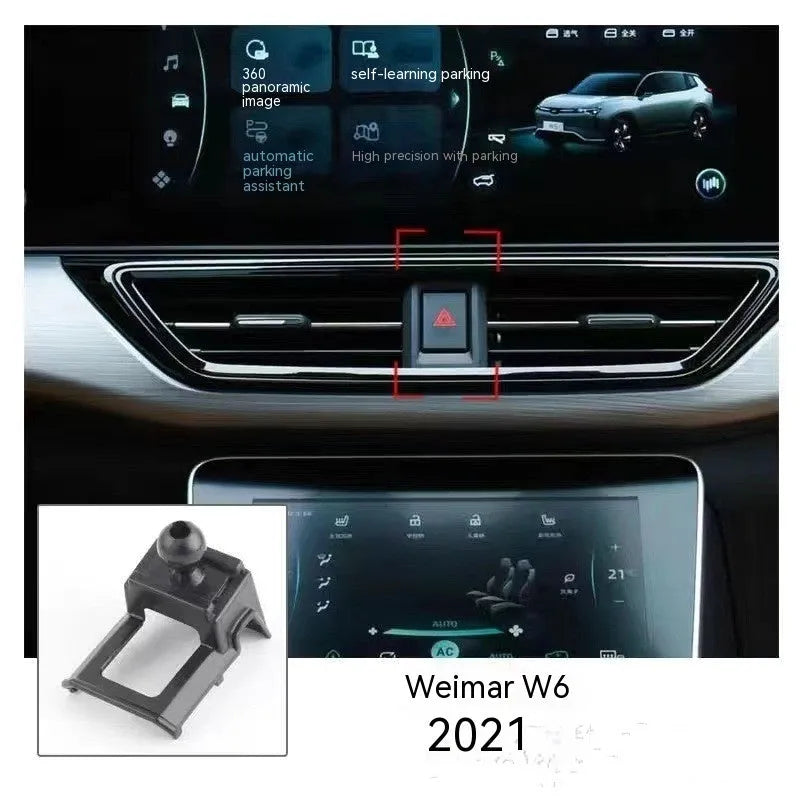 Goodway dashboard mobile phone holder with 360-degree rotating bracket on a car dashboard.