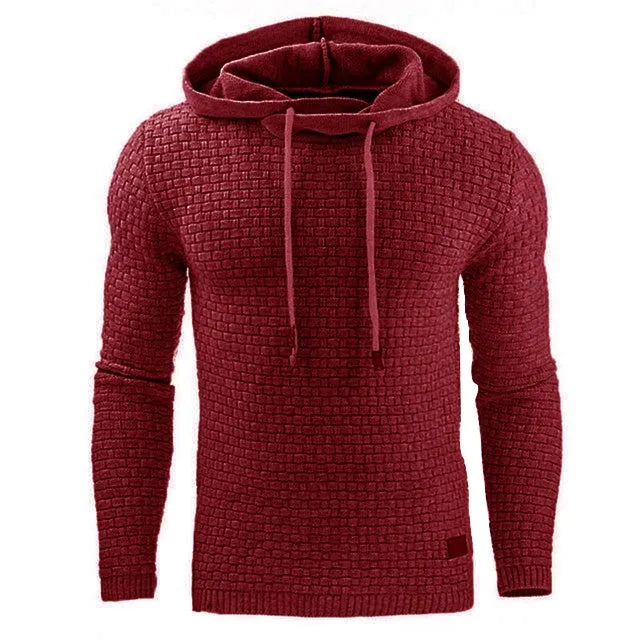 Men's hooded sweatshirt in a cotton-polyester blend available in multiple colours on a size chart