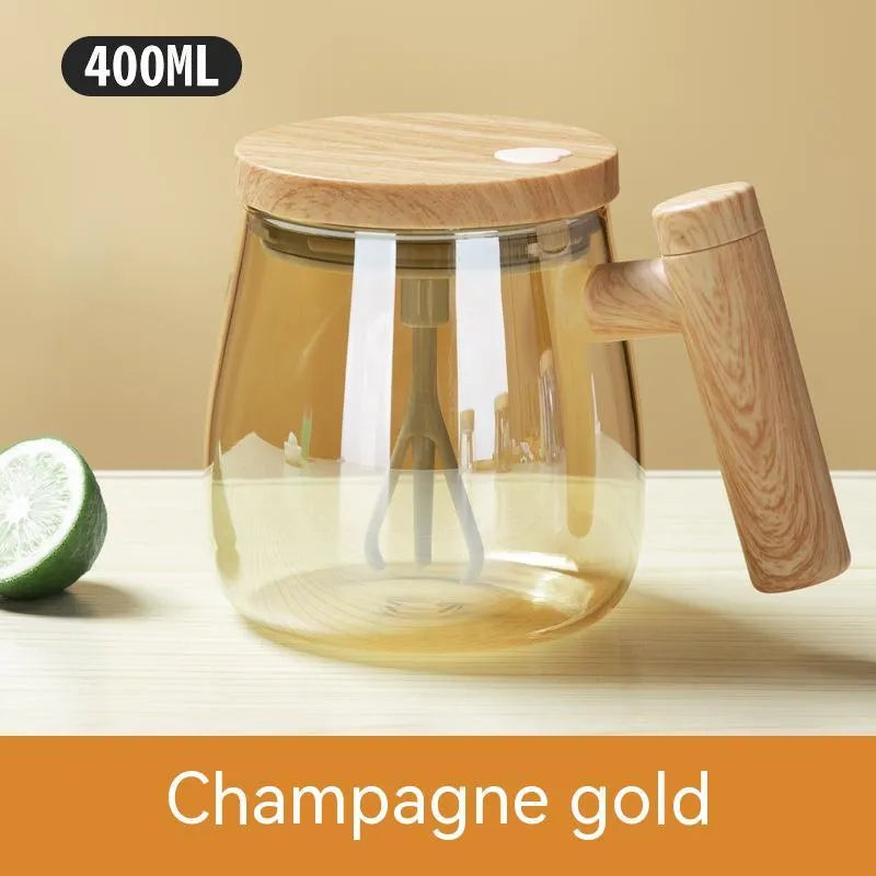 400ml clear borosilicate glass self stirring coffee mug with electric mixing base