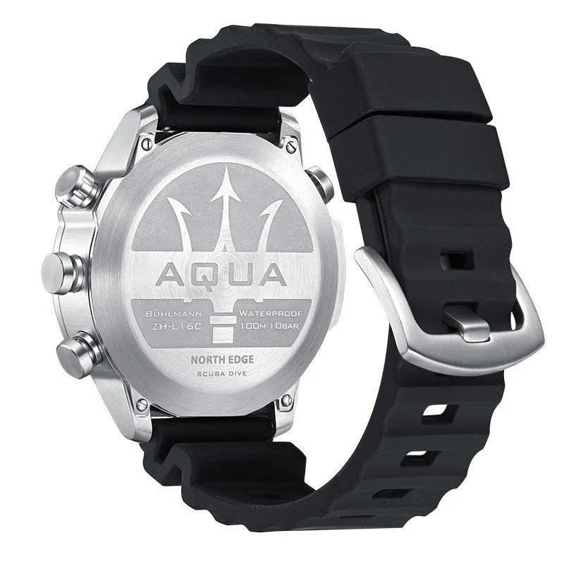 Black and white smart watch with 48mm case and 1.46 inch tempered glass screen for outdoor sports monitoring