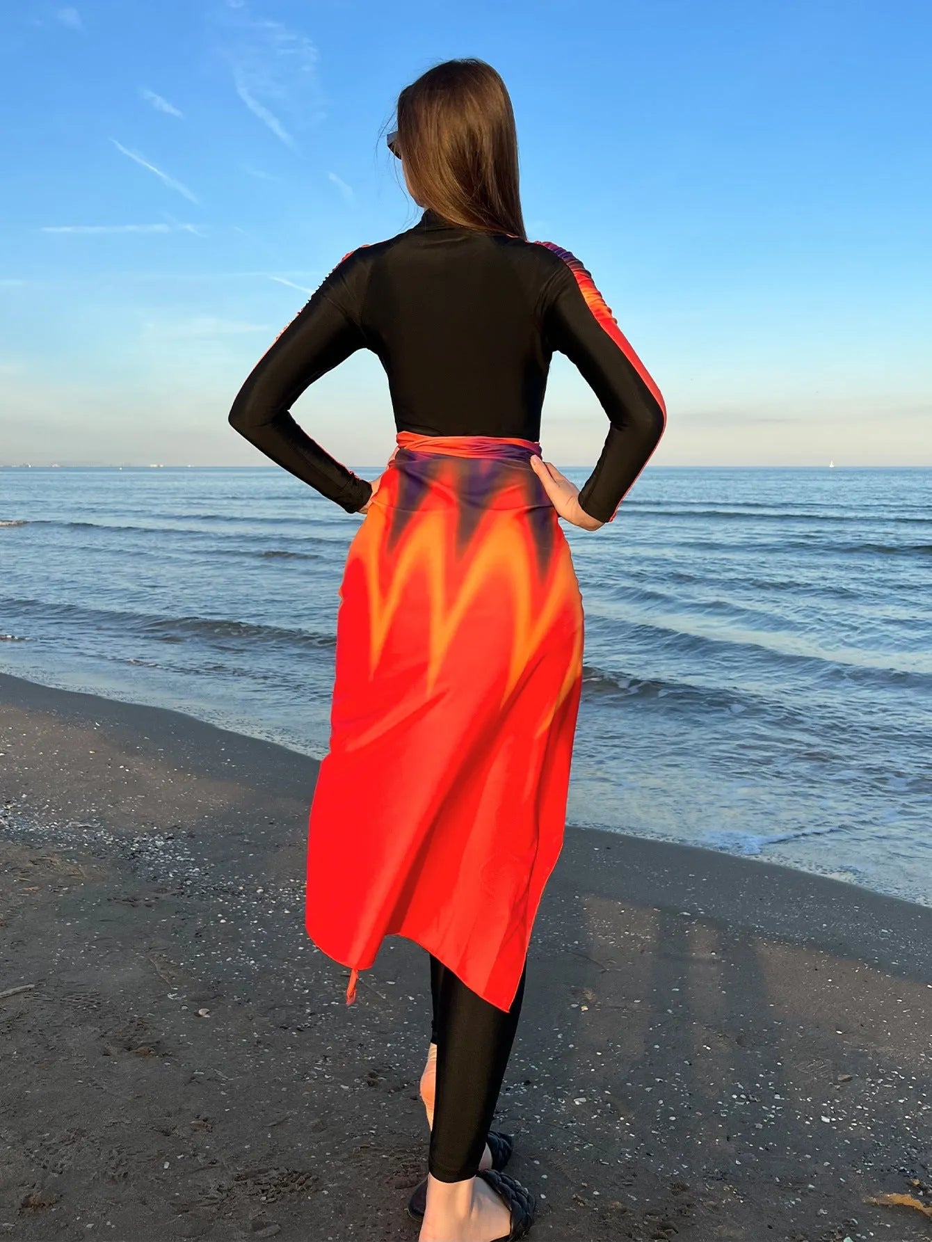 Women's sun protection swimsuit three-piece set in polyester, colour 427, sized S M L XL