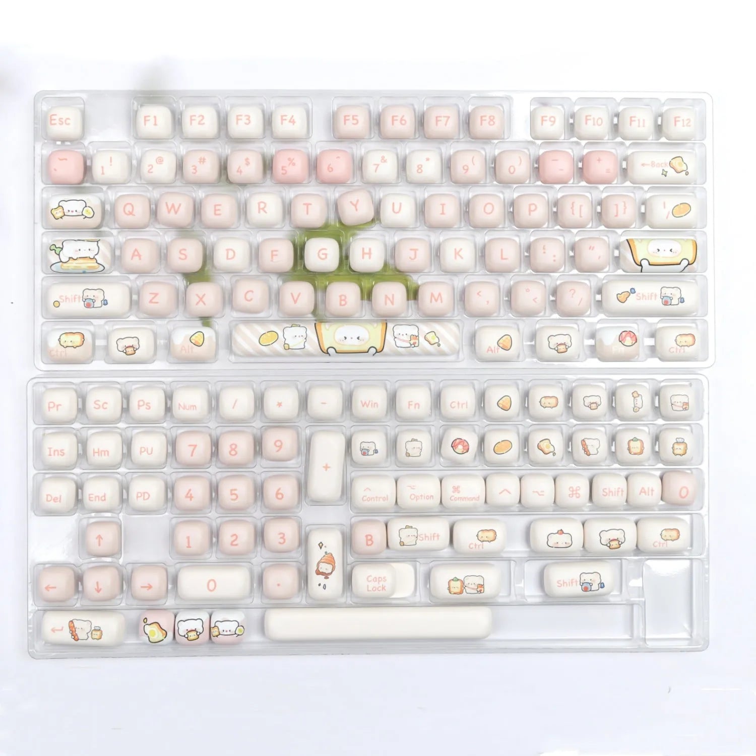 MOG steamed bread keycap set with bread bear designs on PBT material