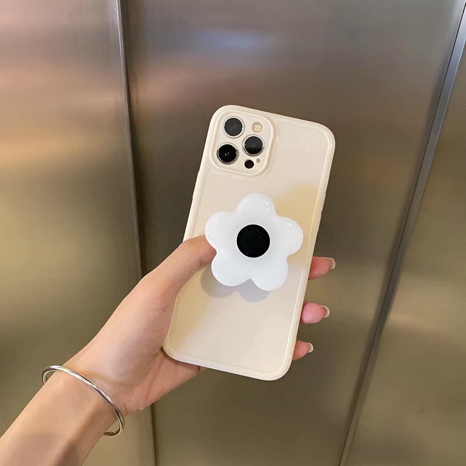 Cute flower phone case in pink soft silicone for iPhone with floral print design