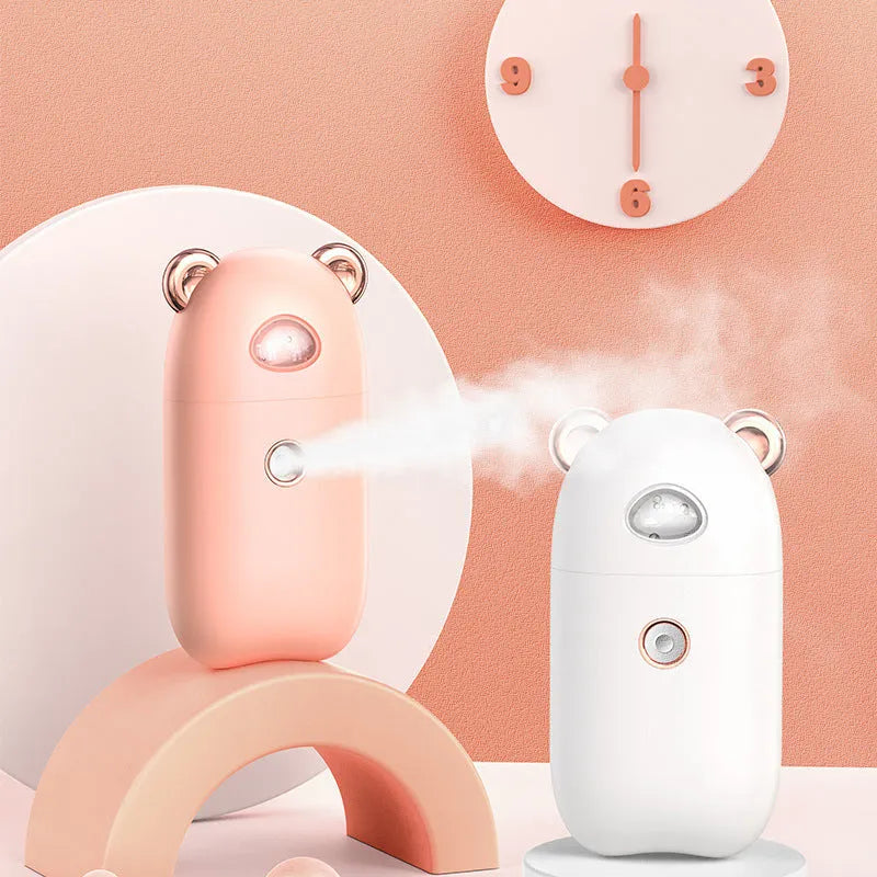 USB rechargeable portable hand humidifier and face steamer cold spray 30ml tank white colour