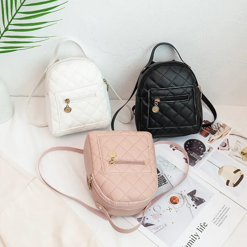 Girls' Korean style embroidered hardback square school bookbag in black, pink or white measuring 16x7x19cm