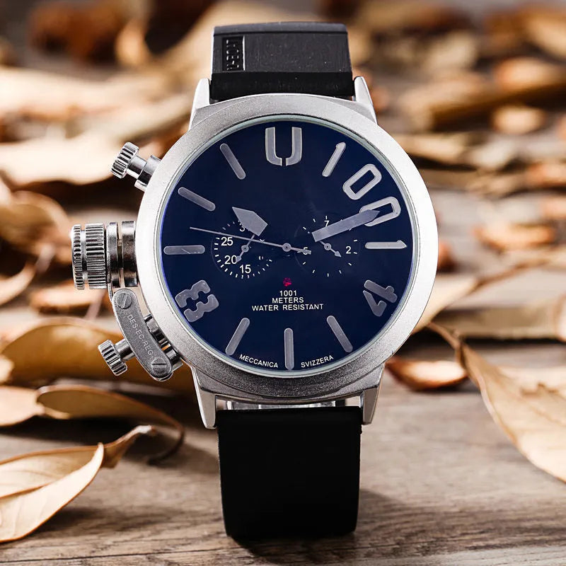 Men's 5-needled automatic mechanical watch with round alloy case and mineral glass mirror, 37mm dial diameter