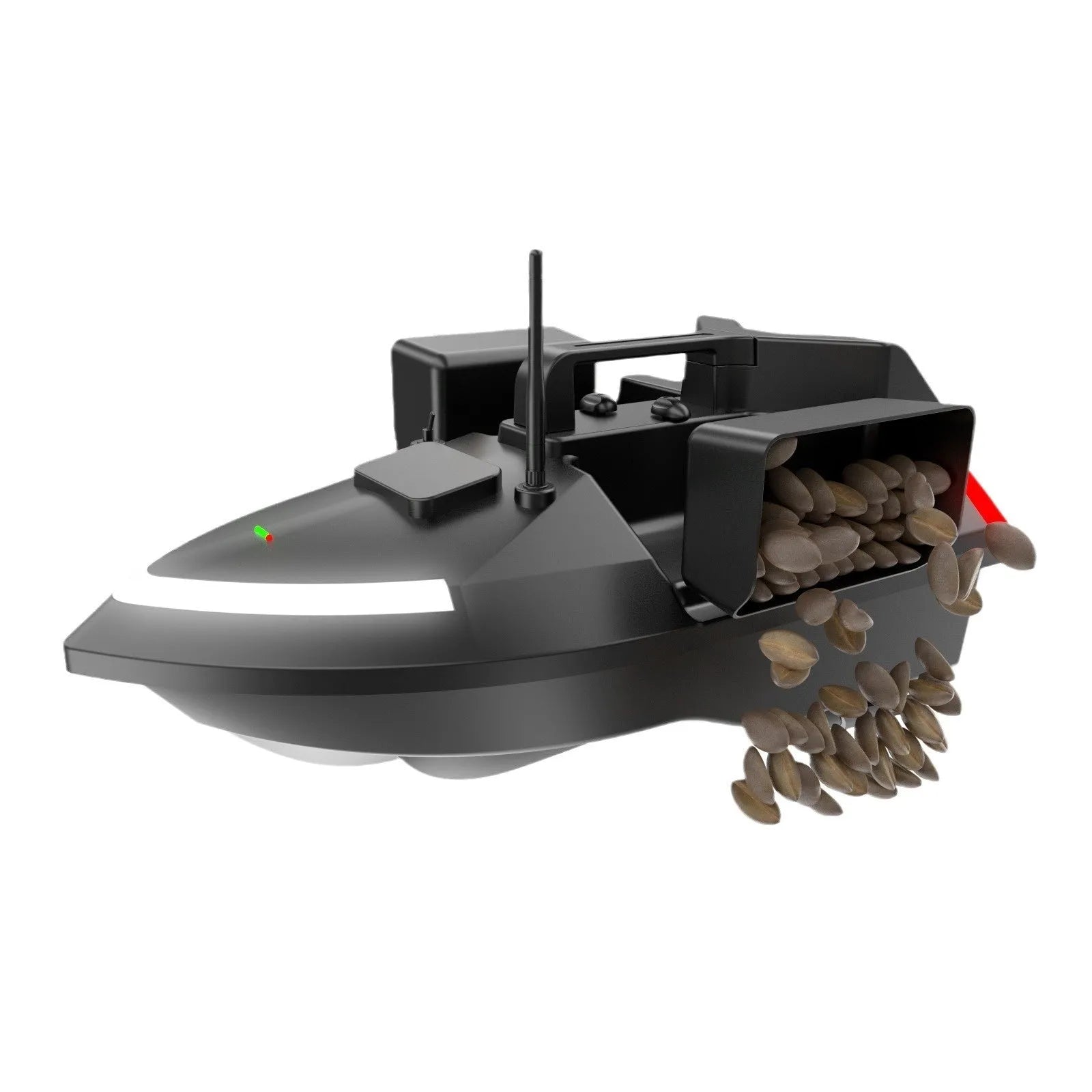 GPS remote control fishing boat in black with LED light and remote controller