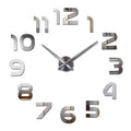Silver round acrylic DIY wall clock for living room with single-sided face