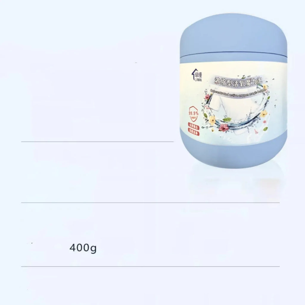 400g bottle of active oxygen bleaching powder with salt fizzer formula for laundry stain removal