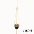 Woven cotton rope plant pot holder for wall mounting or desktop plant display.