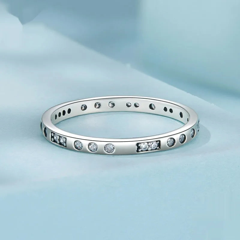 Silver alloy women's ring bracelet with oxidised black finish and I Love You design, shown in size 7.