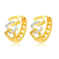 Gold geometric hollow-out earrings with colour separation detail on ear clips