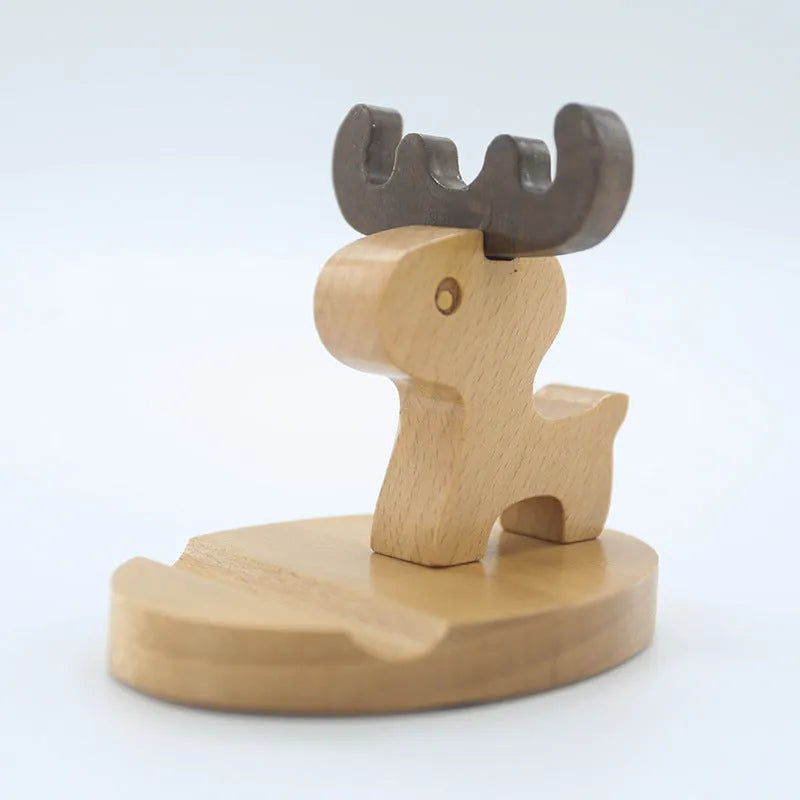 Decorative resin mobile phone stand in a choice of styles including animal figures and wood-effect designs.