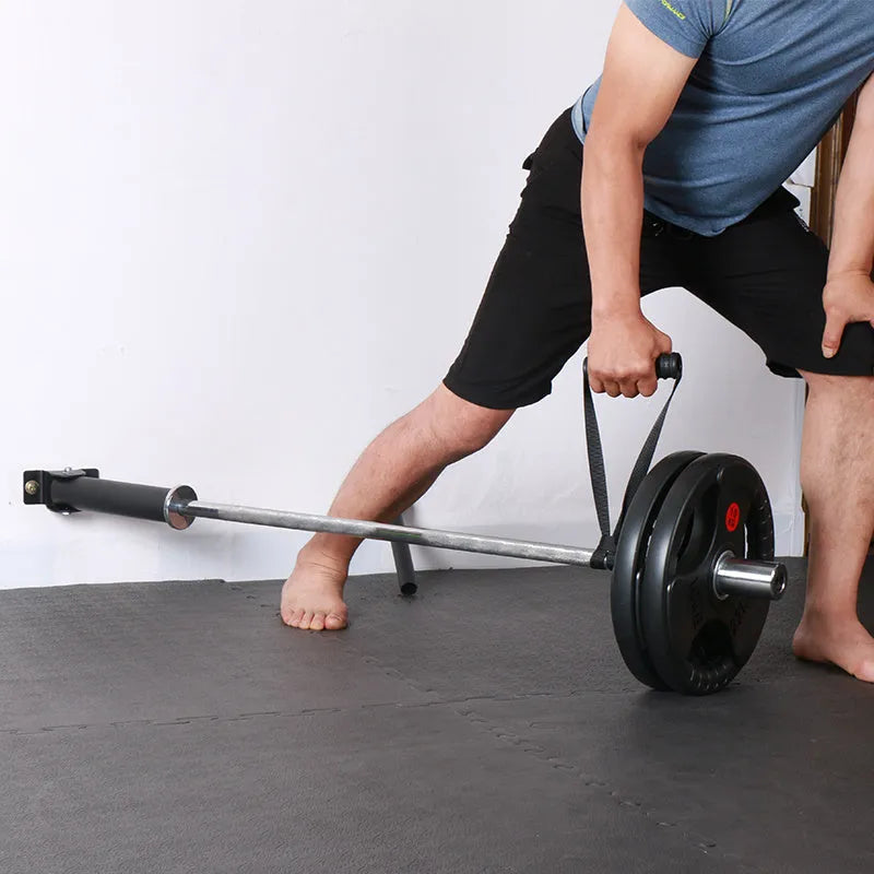 Steel wall-mounted barbell gun barrel rack holding multiple rods.