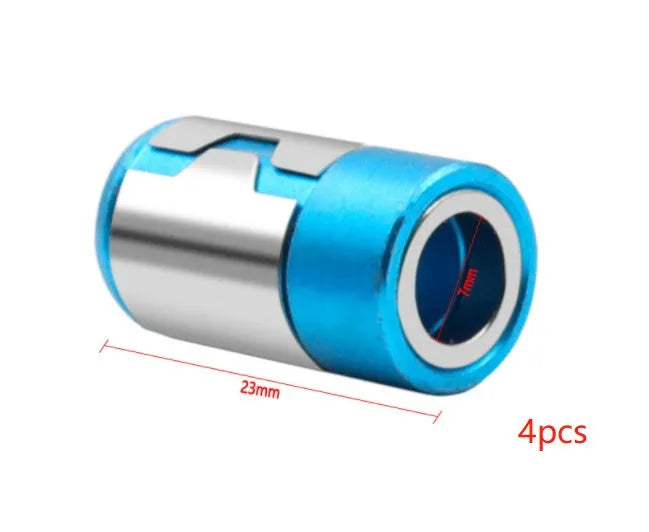 Light blue magnetic screwdriver bit with ring for metric slotted screws
