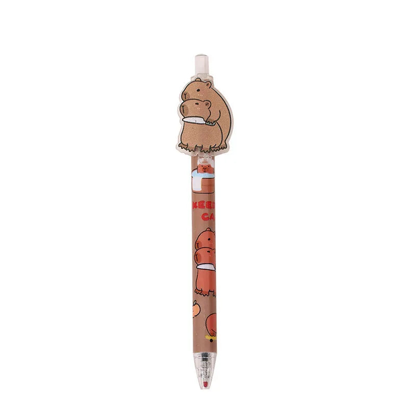 48 cartoon bear gel pens with acrylic paster pressing mechanism and carbon black ink