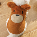 Fleece-lined cream polyester dog coat with bear ears on a small pet, available in sizes XXS to XL for 1-12kg dogs