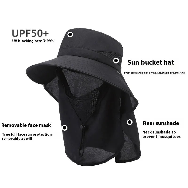 Men's big brim polyester fishing hat in army green colour on a neutral background.