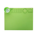 Light blue silicone painting mat with two built-in mixing bowls for graffiti and watercolour art.