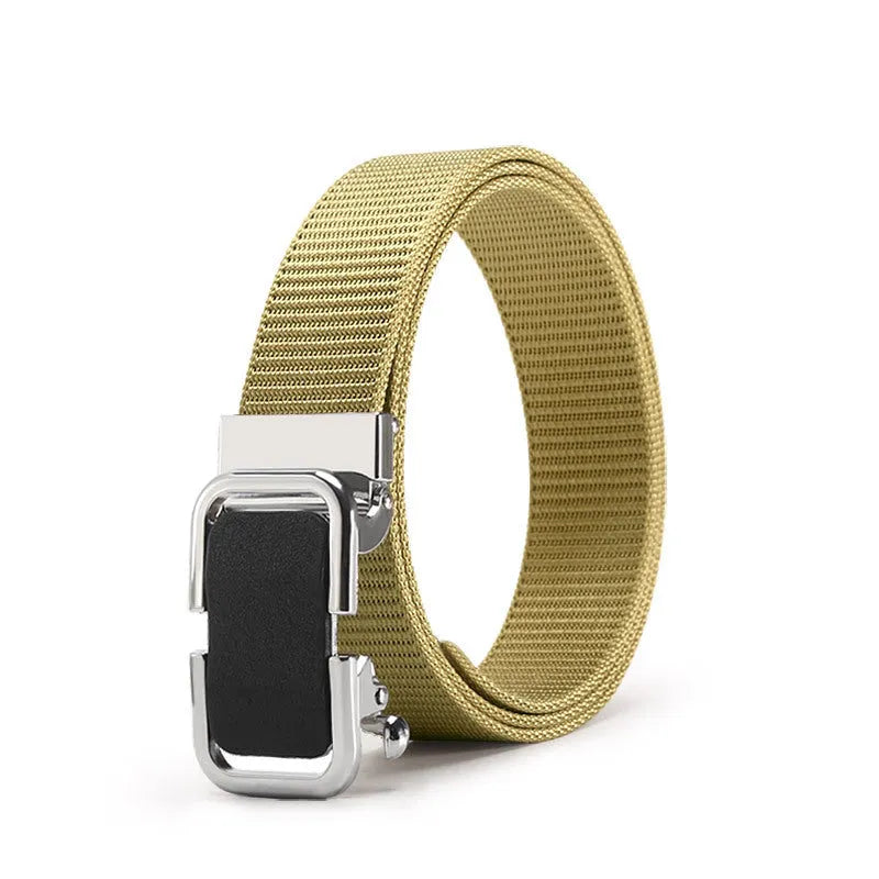Men's nylon canvas slide belt with toothless adjustment buckle in multiple colour options