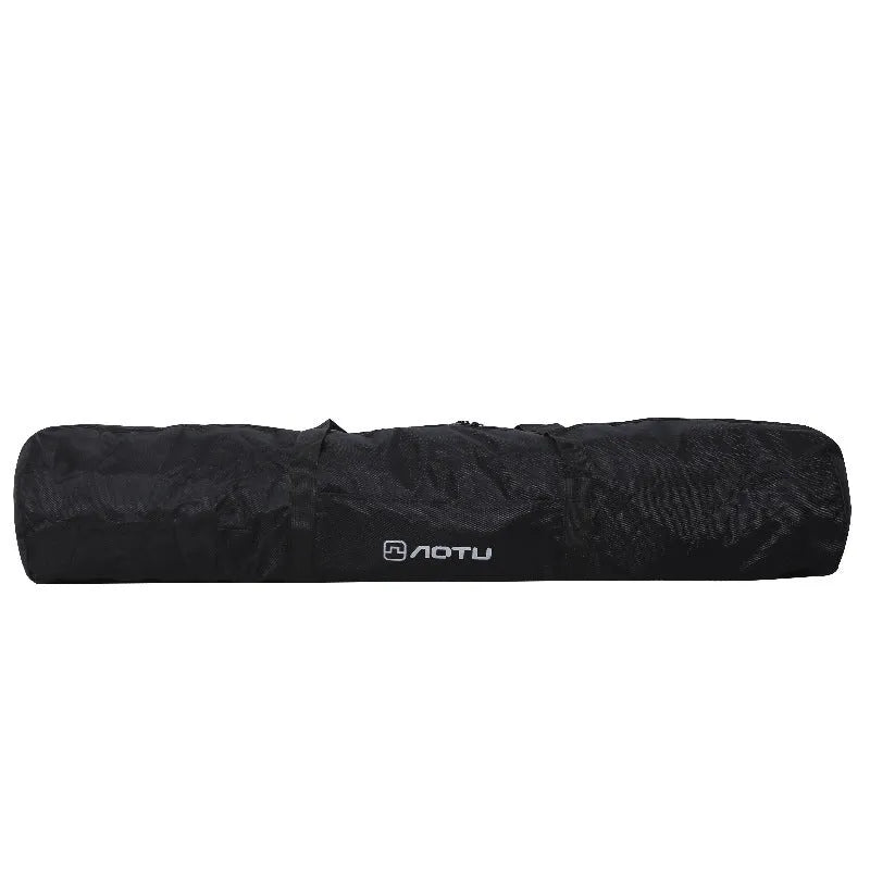Large black waterproof storage bag for camping tables and chairs, shown folded and expanded, with 100L and 150L size options.