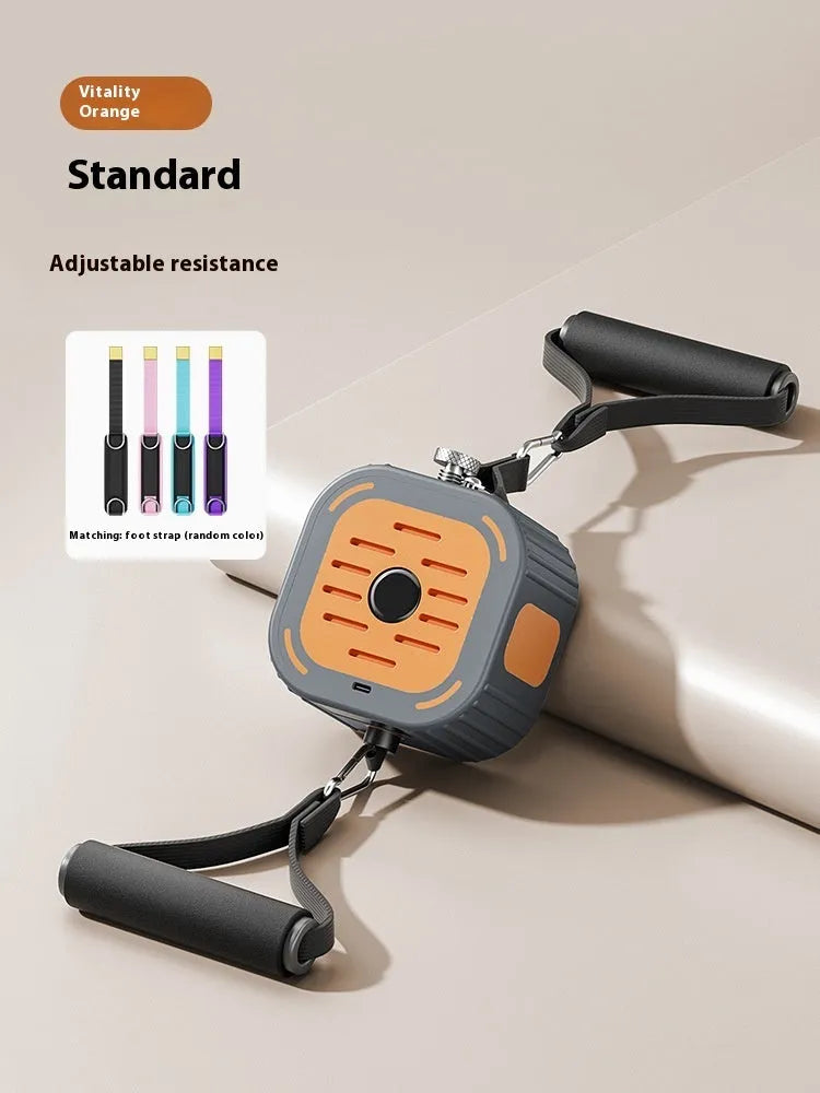 Adjustable power pump chest expander in orange or blue for home strength training