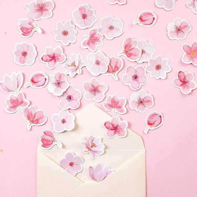 Sakura Story romantic sticker pack 45 sheets pink self-adhesive paper 44mm square
