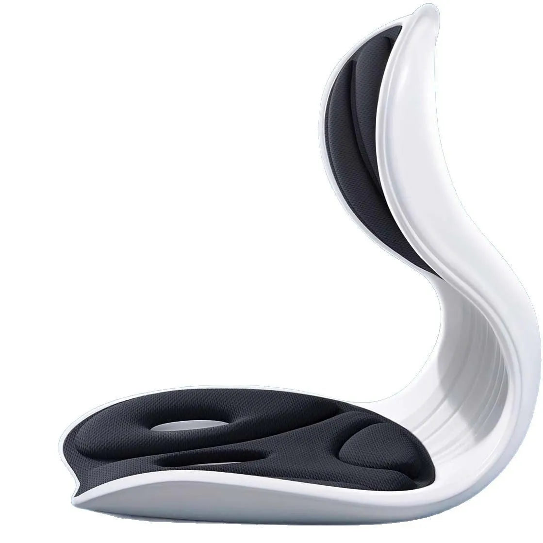 Grey and black lumbar support cushion for chair seat, showing classic and upgraded strong support models.