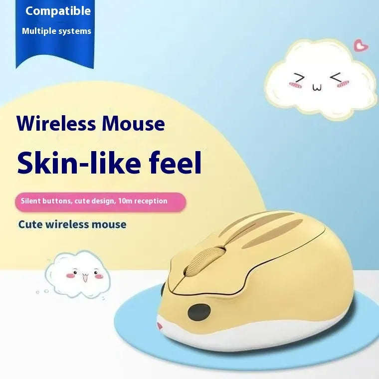 Hamster wireless mute Bluetooth mouse in yellow, pink and grey colour options showing compact ergonomic design