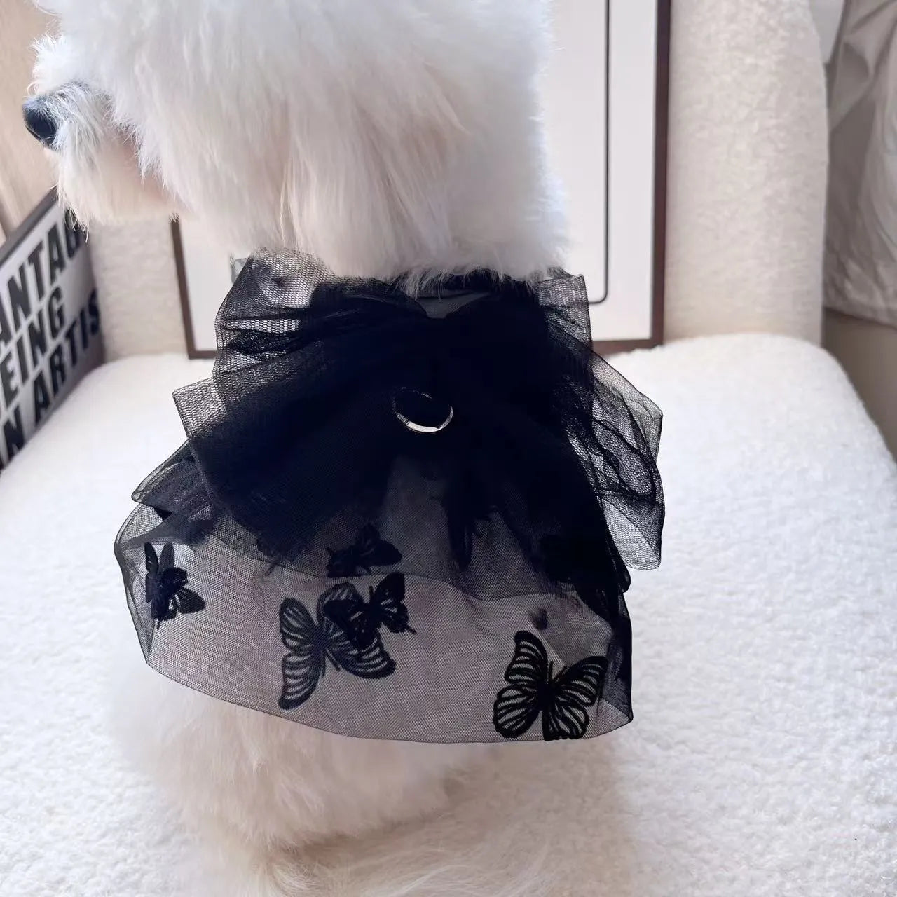 Black gauze princess tulle skirt pet clothing for small dogs and cats on size chart