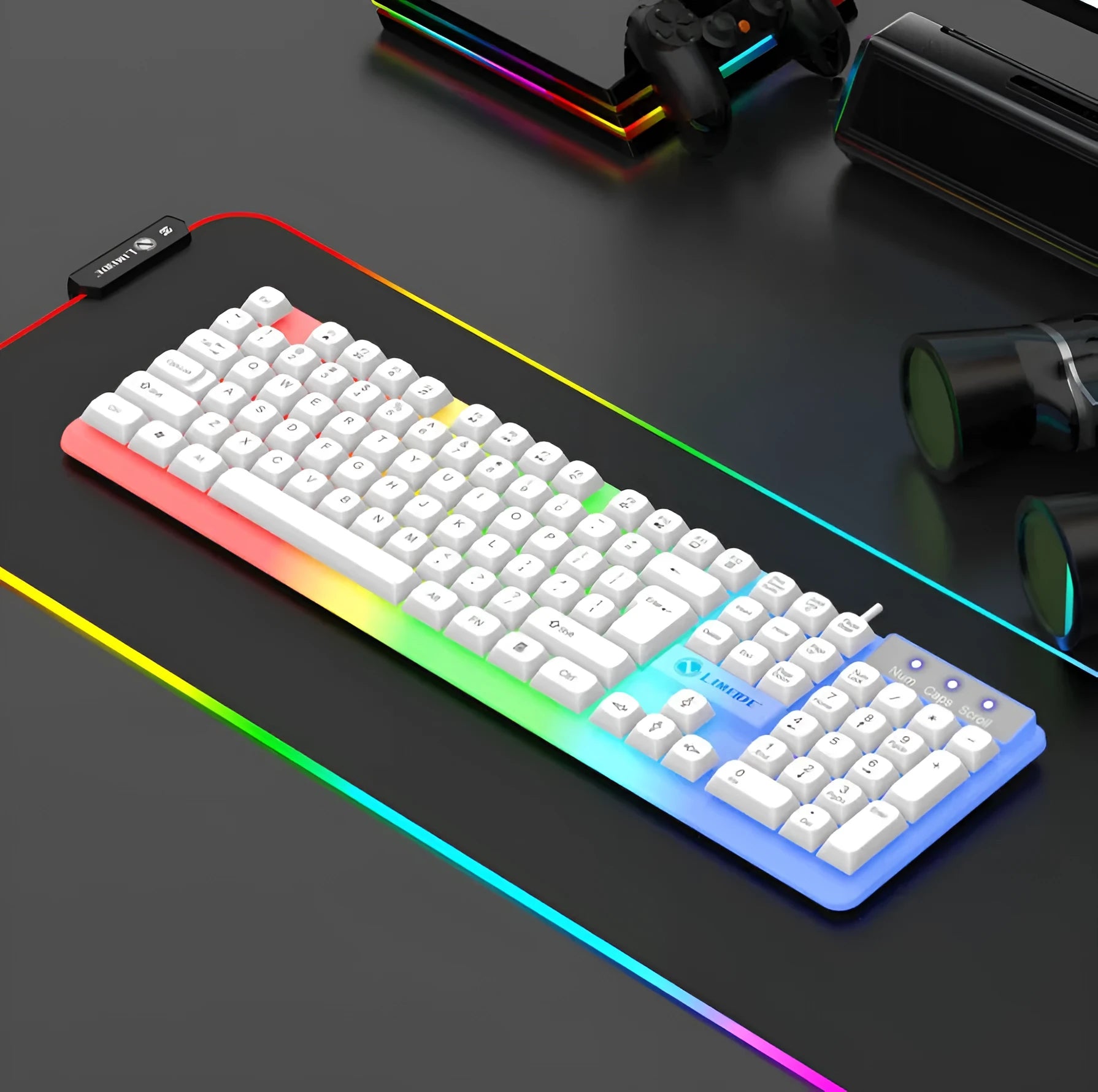 TX35 mechanical feeling wired keyboard in white plastic for laptop desktop use with USB cable