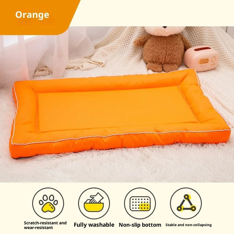 Breathable Oxford cloth kennel pad for dogs in orange, one of four colour options