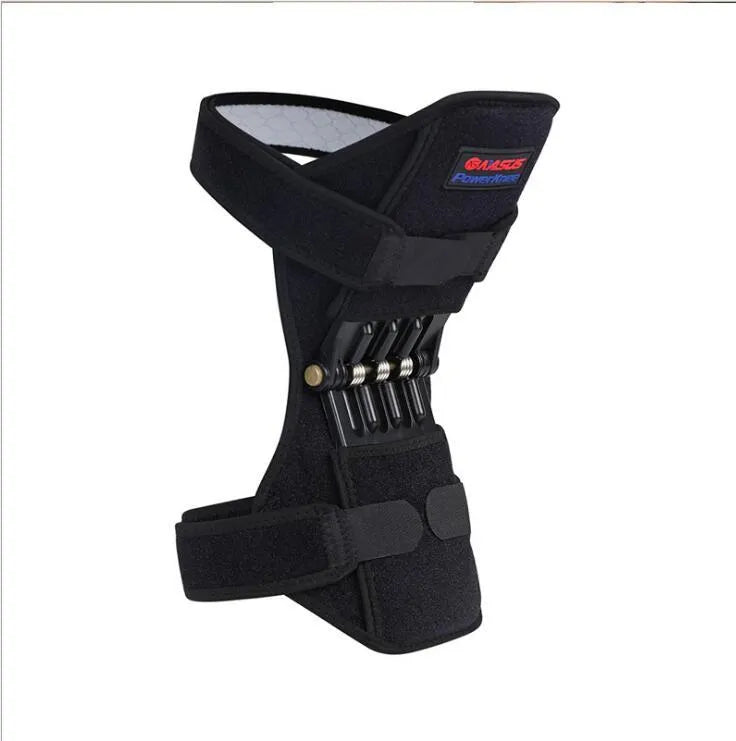 Knee brace with spring mechanism in adjustable design for mountaineering and sports activities