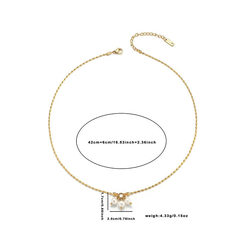 Pearl pendant necklace with non-fade textured Natural White finish, European and American style