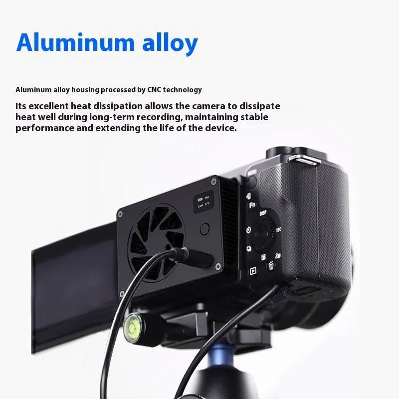 Black aluminium alloy radiator cooler fan with integrated blades, showing compact rectangular form.