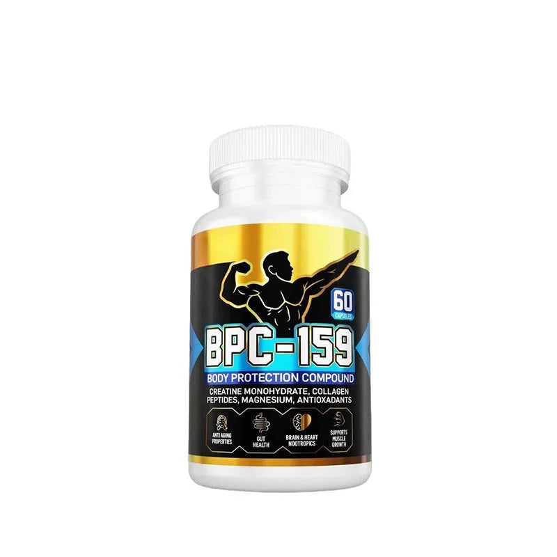 Body energy supplement capsules in bottle for skin health and general wellbeing support